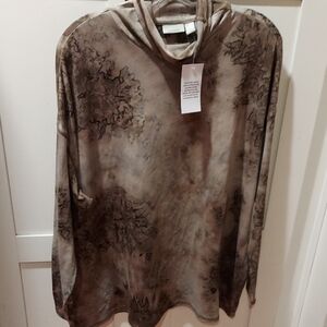 Floral Patterned Brown Tunic Top